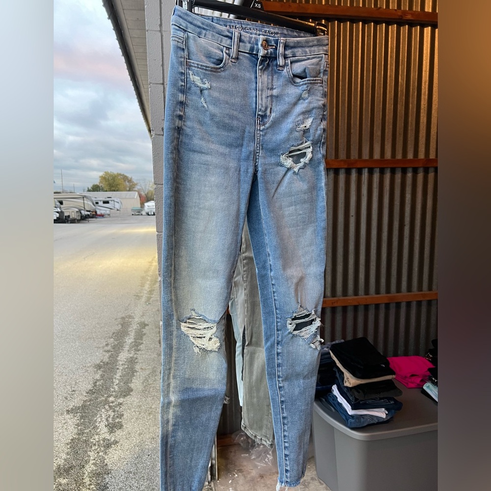Distressed Blue Jeans